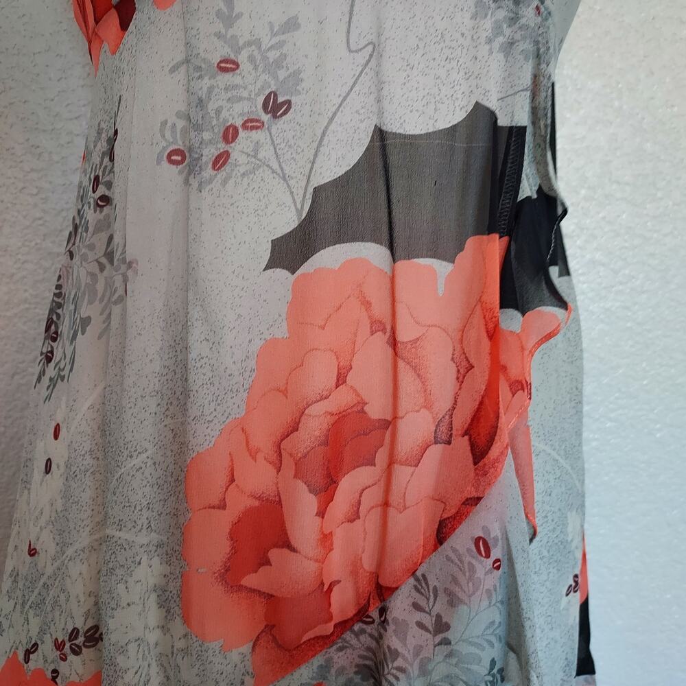 Moulinette Soeurs Sheer Coral Silk Spring Dress Size 6 - Picture 7 of 12